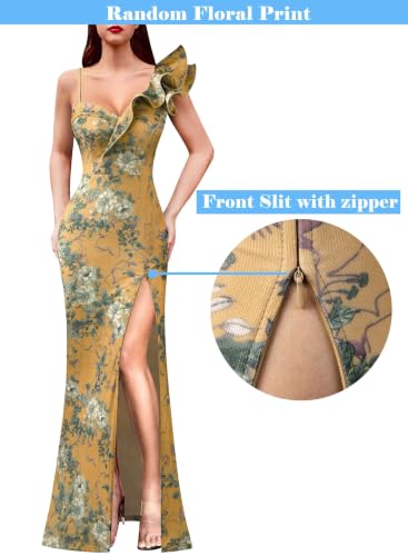Image of VFSHOW Womens Ruffle One Shoulder Formal Prom Gala Maxi Dress Evening Gown