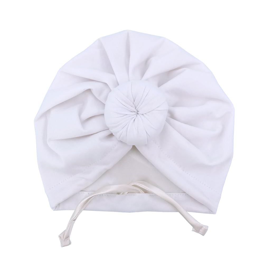 Sugarmelon Women's Orig White Cute Silk Satin Lined Turban Hat For Newborn Baby Girls Boys Hair Care Bonnet Infant Toddler Headwraps Beanie Caps (6M,)