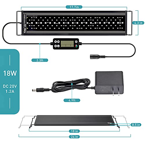 Hygger Auto On Off Led Aquarium Light, Full Spectrum Fish Tank Light With Lcd Monitor, 24/7 Lighting Cycle, 7 Colors, Adjustable Timer, Ip68 Waterproof, 3 Modes For 18"-24" Freshwater Planted Tank #TOP6