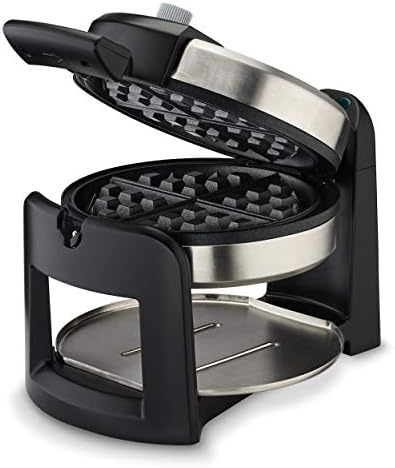 Cuisinart WAF-F30 Round Flip Belgian Waffle Maker, Black/Silver, 1 inch thick