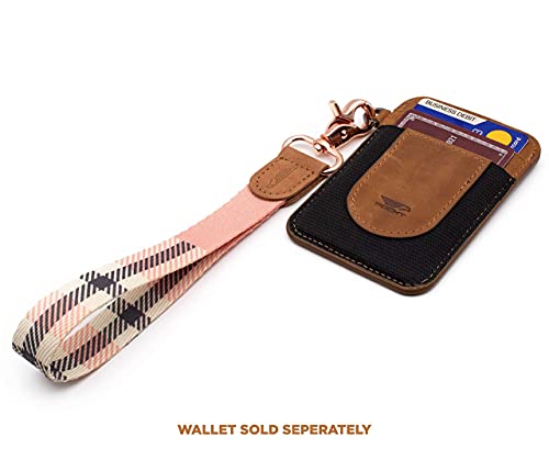 Image of POCKT Lanyard for Keys Wristlet Strap Key Chain Holder for Men and Women - Cool Hand Wrist Lanyards for Keys and Wallets | Pink Plaid