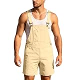 Generisch Latzshorts Herren Arbeiter Latzhose Kurz Einteiler Cargo Shorts Arbeitshose Sommer Jumpsuit Garten Handwerk Freizeitshort Cargohose mit Mehrere Taschen Outdoor Verstellbar Elastisch