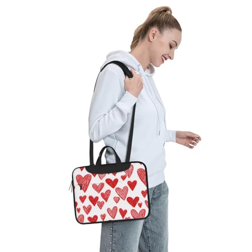 Sac pour ordinateur portable 15,6 rouge pochette PC cœurs - 7