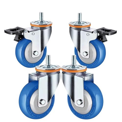 Aenmezen M12*25mm lWt Xe LX^[ u[Lt 4 3C` XCx LX^[ vω׏d450kg ؍ނ^CȂǏɓKp Ȃ(2swivel+2with brake,100mm)