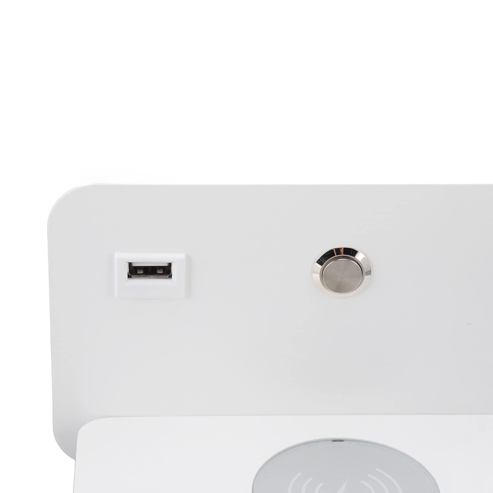 Applique da Parete a LED,Lampada da Lettura a Parete Lampada da Parete da Comodino con Porta di Ricarica USB 5V e Caricabatterie Wireless, Lampada da Parete a Luce Calda Girevole (Sinistra bianca)