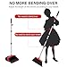 NACENA Broom and Dustpan Set, 52-in Long Adjustable Handle Broom Dustpan Combo with Dustpan Teeth to Automatically Clean Hair Suitable for Home Kitchen Office Hall Floor（Black&Red）