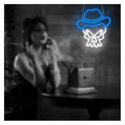 Néon tête de mort cowboy LED à intensité variable pour déco chambre - 4