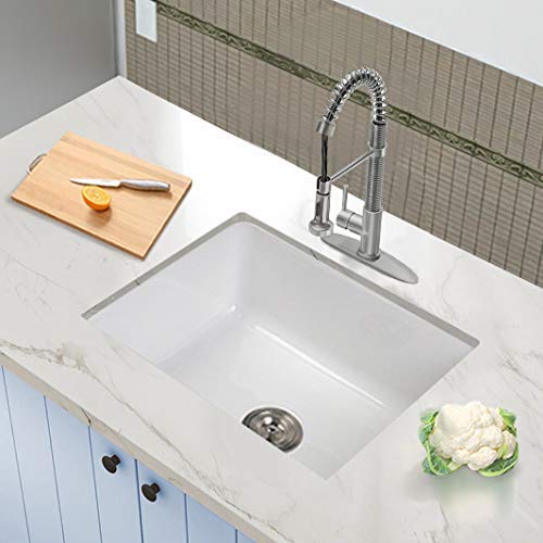 24 Undermount Kitchen Sink - Enbol 24X18 Inch Undermount White Porcelain Kitchen Sink Single Bowl With Strainer Pu2318 #TOP1