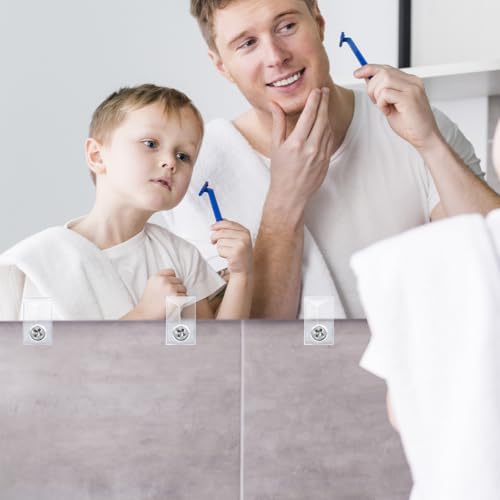Image of 36 PCS Mirror Holder Clips Kit, Mirror Hangers for The Wall, Clear Plastic Retainer Clips, Frameless Glass Hanging Kit with Screws and Fixed Mirror Box Door