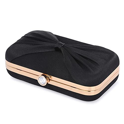 Image of KNOOS Women's Bow Frame Clutch Bags | Detachable Chain Sling Strap | Ladies Purse Wallet