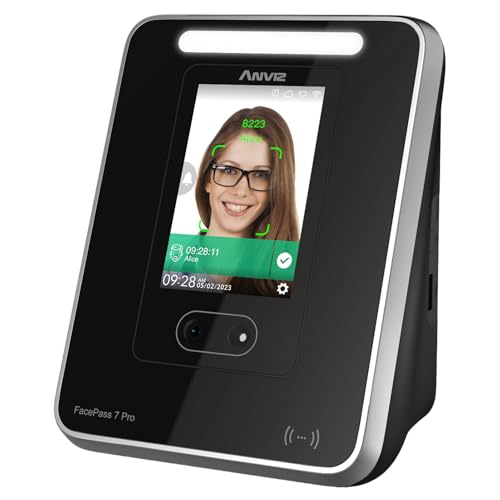 ANVIZ FacePass 7 Pro Cloud-Based Time Clock with Face, RFID, PIN - Free Cloud Software - Biometric Clock In and Out Machine For Employees Small Business - Support Door Access, Touchscreen, 2.4GHz WiFi