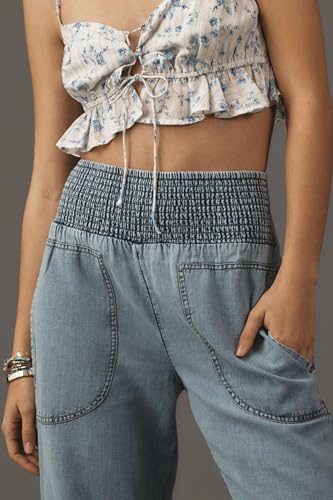 LifeShe Women Wide Leg Baggy Jeans Smocked High Waist Barrel Jean Y2K Boyfriend Denim Pants with Pockets4