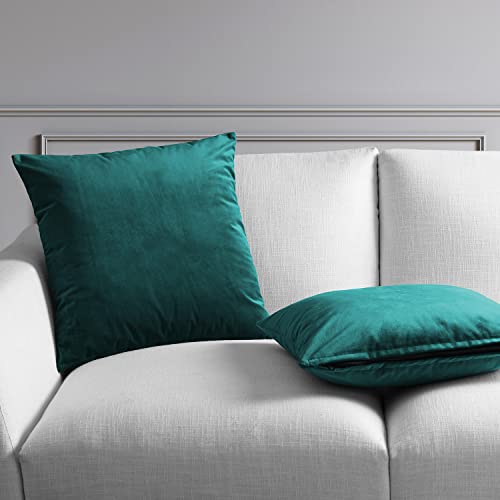 Image of HPD Half Price Drapes Cushion Cover 18 x 18 Heritage Plush Velvet - VPYC-179921-CC18PR - Pair, Deep Sea Teal