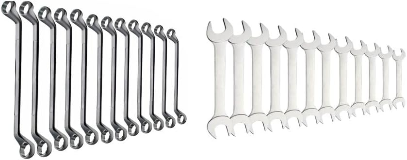 Combo of VENUS VMRS 12 (12 Pc 6 to 32 Ring Spanner Set) and VENUS VM 12 (12 Pc 6 to 32 Wrench Set) l Chrome Vanadium Steel l Colur Silver l Pack of 2