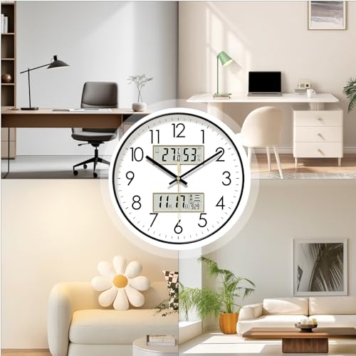 Pendule murale lumineuse grand format 14 pouces pour lecture nocturne sans reflets