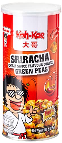 Koh-Kae Sriracha Chilli Sauce Coated Green Peas 180g – Spicy Thai Snack | Crunchy Green Peas with Hot Sriracha Flavour | Savoury Crispy Snack | Bold Asian Taste | Party Snack & Munchies
