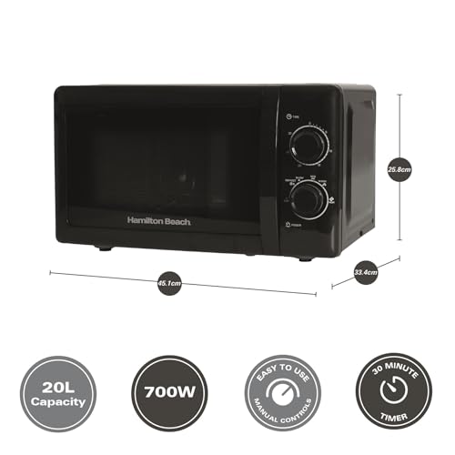 Hamilton Beach Microwave, 20L, 700W, Stainless Steel Cavity, Manual Control, 5 Power Levels, Quick Defrost, 30 Minute Timer, Black - HBMX79SSB - Image 9