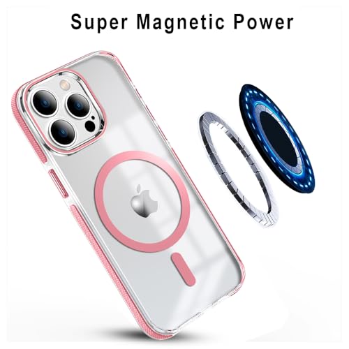 Image of MINTZZ ️ for iPhone 13 Pro Max Case, Compatible with MagSafe, Military-Grade Protection, Yellowing Resistant, Scratch-Resistant TPU Back, Magnetic Phone Case for iPhone 13 Pro Max, Clear Pink