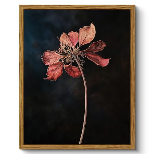 Image of ARPEOTCY Vintage Framed Botanical Wall Art, Bedroom Bathroom Dark Dried Flower Pictures Art Decor, Canvas Print Retro Paintings, Home Rustic Farmhouse Neutral Moody Decor, 8x10 Inch