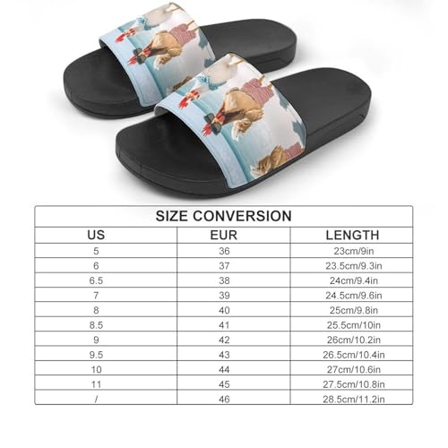 Two Chickens Beach House Slippers for Women Men Lightweight Open-toe Slide Shoes for Bathroom Swimming Beach2
