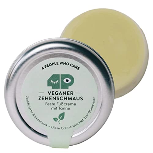 4peoplewhocare Fußcreme fest - Veganer Zehenschmaus, Naturkosmetik, Öko Fußpflegecreme mit Sheabutter, Mit frischem Tannenduft (30g - Dose) Cover