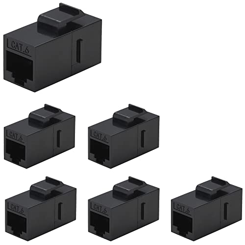 Greluma 6 Piezas Acoplador Cat6 RJ45, Acoplador Ethernet, Conector Keystone Cat6 RJ45, Hembra a Hembra