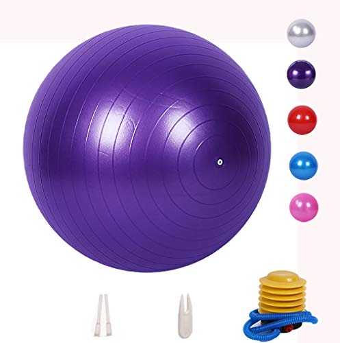 LINGHANG Fitness Ball, 45-85cm Fitness Ball, Anti-Burst and Super Thick, Swiss Ball, with Fast Pump, Yoga, Pilates, Fitness, Pregnancy and Childbirth Balls. (Purple, S(45cm))