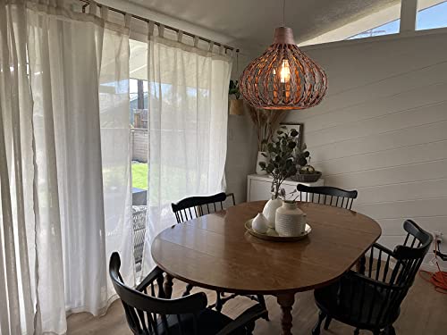 Bamboo Pendant Light Boho Light Fixture Basket Rattan Pendant Lights Chandelier Wicker Lamp Shades Japanese Pendant Lighting for Living Room Bedroom Restaurant Cafe Teahouse DiningRoom 2PCS - Image 8