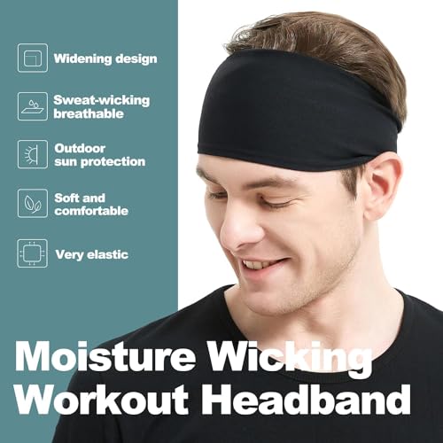 Image of PAROPKAR Workout Sweat Bands Headbands for Men Women Sport Non-Slip Head Band,Moisture Wicking Hairband, Long Hair, Quick Dry, Running, Yoga, Hiking, Tennis, Exercise Fitness Gym (Red Black Maroon)