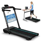 SereneLife 2 in 1 Foldable Treadmill & Walking Pad,Under Desk Stoarge, Speed Range, 0.6-7.6 MPH 2.5HP Bluetooth Integration, 12 Exercise Programs,Fit Home, Kinomap, Zwift App
