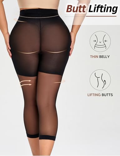 Women's Sheer Footless Tights 20D Microfibre Control Top Pantyhose, Capri Silk Stockings,Medium2