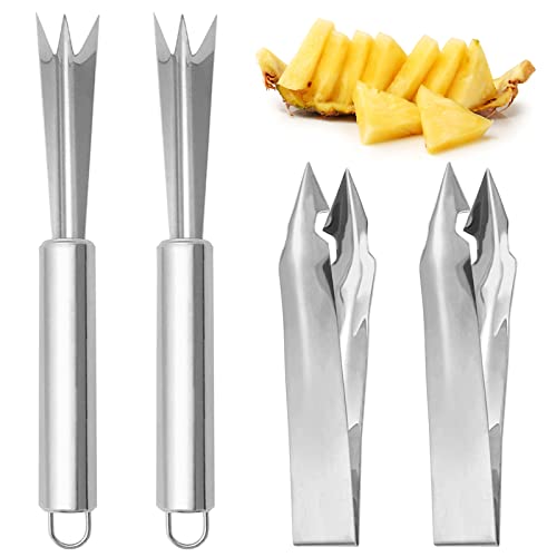 4PCS Pineapple Eye Peeler Remover Tool, Stainless Steel Pineapple Eye Clip and V Shape Pineapple Eye...