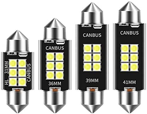 Festoon-31mm / 36mm / 39MM / 41mm C5W C10W Bombillas LED Canbus 3030 6-SMD Sin error Coche Interior Mapa Domo Luces de lectura 12V / 24V 3W Lámpara automática (Blanco, 39MM) Cover