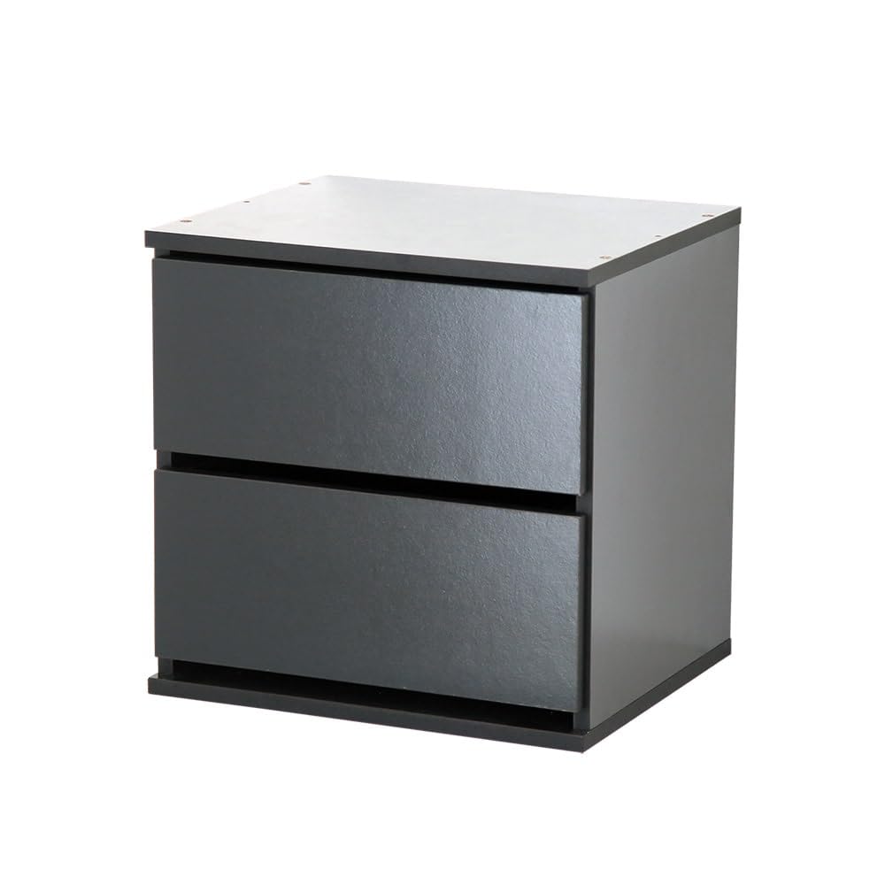 Amazon｜キューブボックス 2段引き出しタイプ ブラック 黒 木製 幅34.5