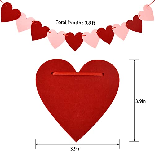 Image of FestikoValentines Day Decoration-Valentine's Day Decor Heart Banner Pink&Red Pack of 40 NO Valentine's Day Heart Garland for Valentines Day Anniversary Wedding Party Supplies