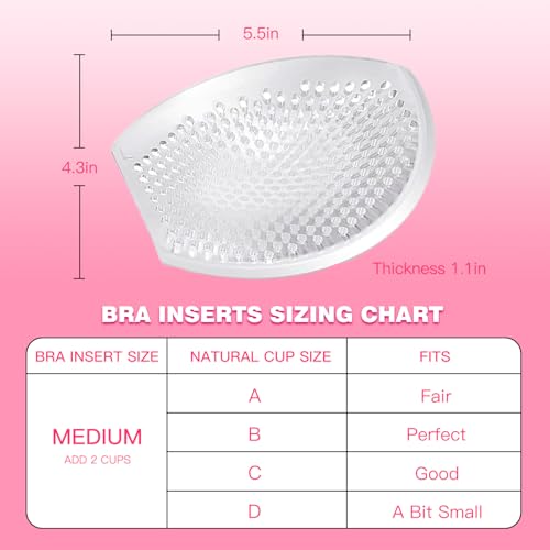 CharmX Silicone Bra Inserts,Gel Bra Push Up Breast Pads Bra Padding Bust Enhancer for Sports Bra Swimsuit Cleavage Enhancers pads Breathable Clear - Thumbnail 2