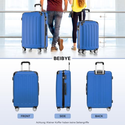 BEIBYE Handgepäck Koffer M 55 cm – Kabinenkoffer aus ABS, leicht, 360° Doppelrollen, Reisekoffer für Kurzreisen, Blau – Ansicht 3