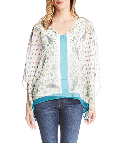 Karen Kane Women's Border-Hem Multicoloured Pullover Blouse #TOP29