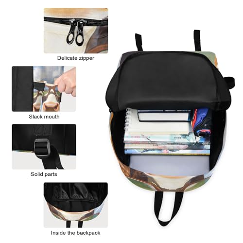 Backpack Lunch Box Set Large Capacity Travel Backpacks and Insulated Lunch Bag for Commute Hiking Picnic Beach Cow Print3