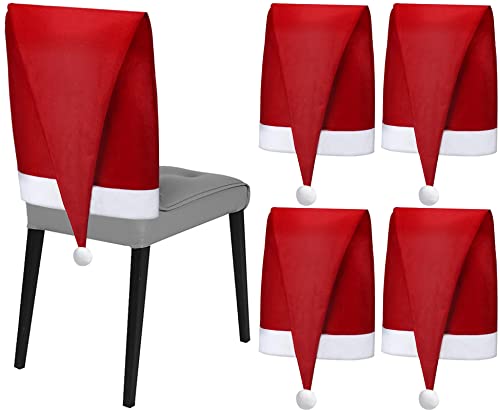 Purpledi 4pcs Funda de Silla de Navidad Decoración - Comedor navideñas Funda para Silla navideña 120 x 50 cm, para Comedor, decoración Interior, Suministros de Fiesta, Regalos creativos Novedad