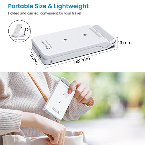 seacsomo Cargador Inalámbrico 3 en 1, Estación de Carga inalámbrica para iPhone 14 13 12 11 Pro MAX, Solo para Apple Watch SE/Ultra/7...AirPods 3/2/Pro..Travel Cargador inductiva [Plegable y Portátil]