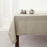 Solino Home Linen Hemstitch Tablecloth – 60 x 108 Inch Natural – 100% Pure Linen Tablecloth for Summ
