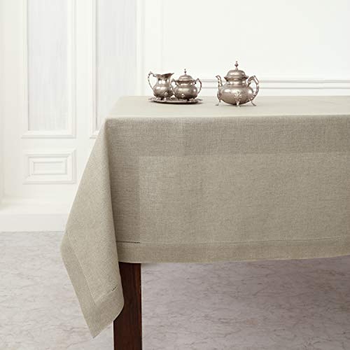 Solino Home Linen Hemstitch Tablecloth – 60 X 108 Inch Natural – 100% Pure Linen Tablecloth For Summer, Wedding, Indoor, Outdoor – Classic Hemstitch, Handcrafted And Machine Washable #TOP22