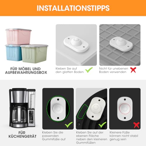 Aieve Kugelrollen für kleine Küchengeräte, 8 Stk. Mini Möbelrolle, Kleberollen für Kaffeemaschine selbstklebende 360° drehbare Rollen Zubehör für Heißluftfritteuse Küchengeräte Aufbewahrungsbox usw.
