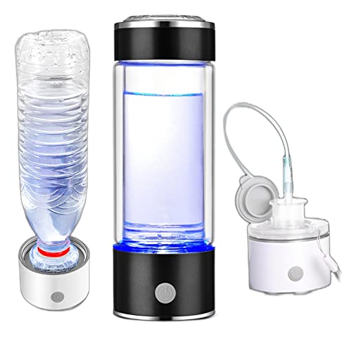 Generador Agua con hidrógeno, Botella Agua Rica hidrógeno, ionizador portátil con tecnología SPE y PEM Que Aumenta Contenido hidrógeno hasta 1300-1600 PPB con Kit inhalación H2, Adaptador Agua min