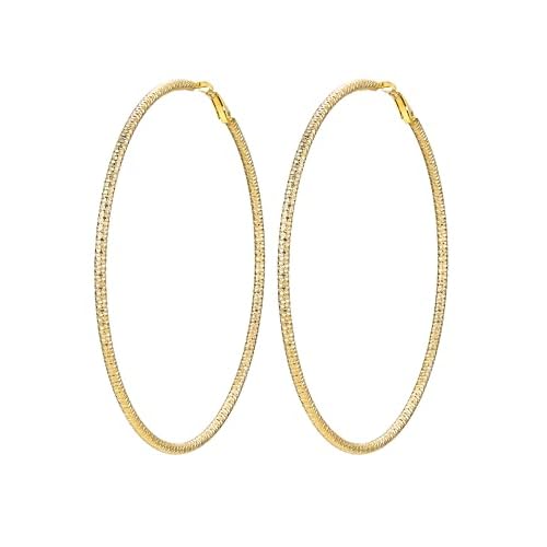 PROSTEEL 30/40/60/80/100mm Chunky Hoop Earrings For Women Gold Plated/Black Stainless Steel Hoops Earrings Statement Jewelry 100MM 4. Gold