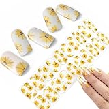 NNWW Semi Cured Gel Nail Strips, Stickers, Wraps for Home DIY - UV Nails, Long Lasting, Works With Any Nail Lamps 20pcs (Sunflower)