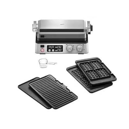 Braun MultiGrill 7 Contact Grill CG 7044 aus Edelstahl | Grillplatte und Waffeln | Dosierbecher | Leistung 2000 Watt | abnehmbare Teile waschbar