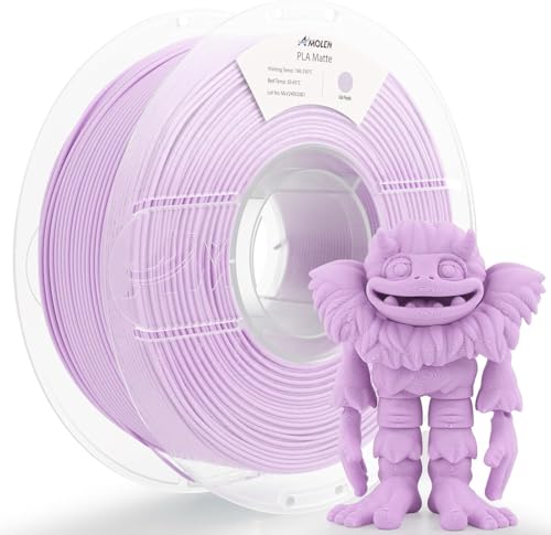 AMOLEN Matte PLA 3D Printer Filament, Matte PLA Filament 1.75 mm Dimensional Accuracy +/- 0.02 mm, 1 kg Spool Filament (2.2 lbs) for 3D Printers, Matte Purple