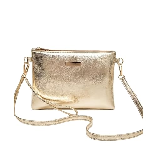 Sac à bandoulière doré avec fermeture éclair et sangle réglable
